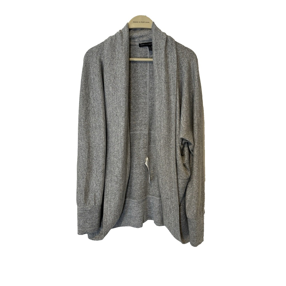 White House Black Market Cardigan Sweater Womens XL Silver Gray Metallic Shimmer